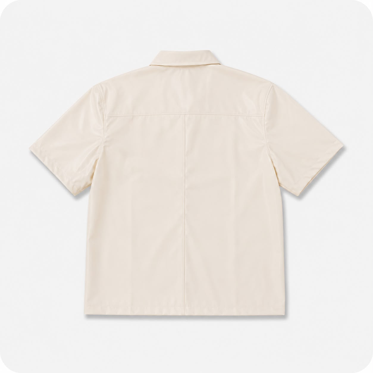 Cream Faux-Leather Zip Overshirt