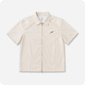 Cream Faux-Leather Zip Overshirt