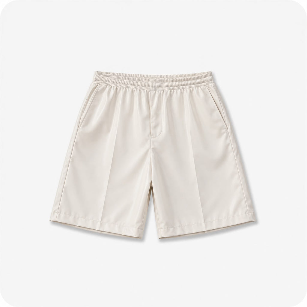 Cream Faux-Leather Bermuda Shorts