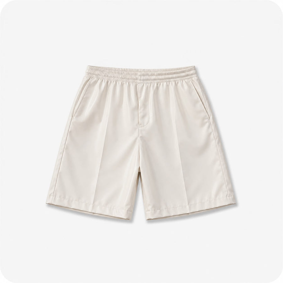 Cream Faux-Leather Bermuda Shorts