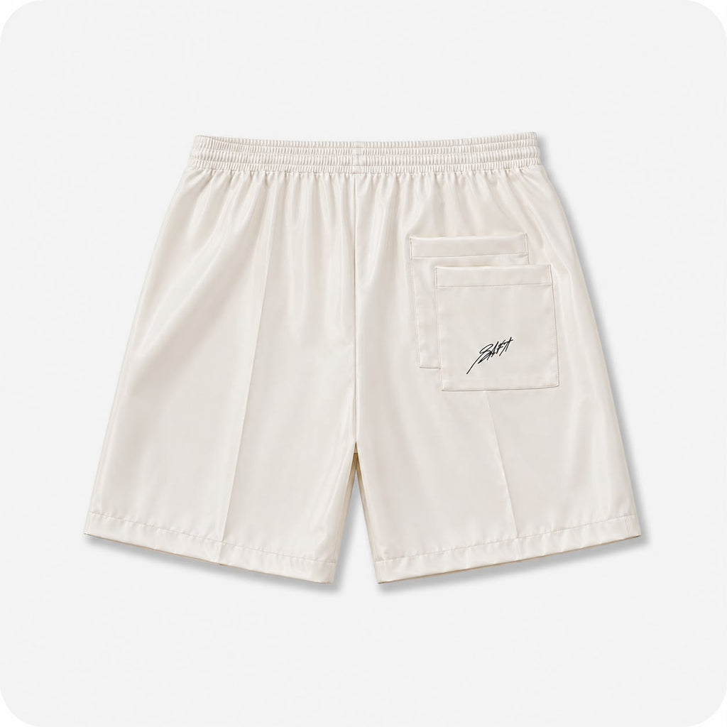 Cream Faux-Leather Bermuda Shorts