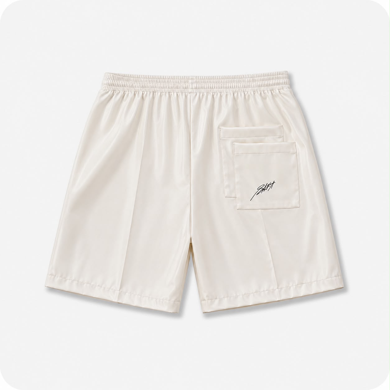 Cream Faux-Leather Bermuda Shorts